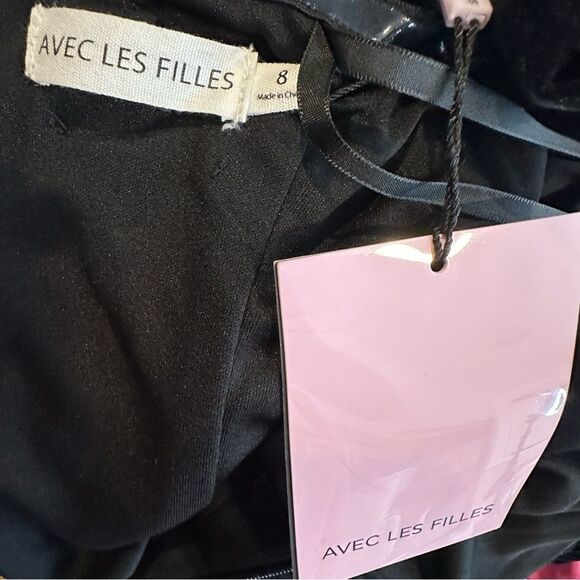 Avec Les Filles Black Velvet Rosette Mini Cocktail Dress | 8 - Picture 8 of 8